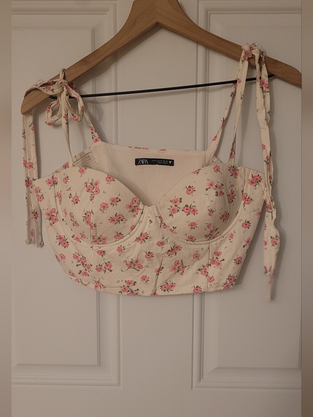 Zara Floral Cropped Bustier Stretch Top Size XL